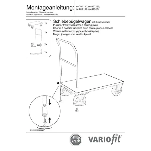 Push Handle Cart 1000 kg Type L + EasySTOP