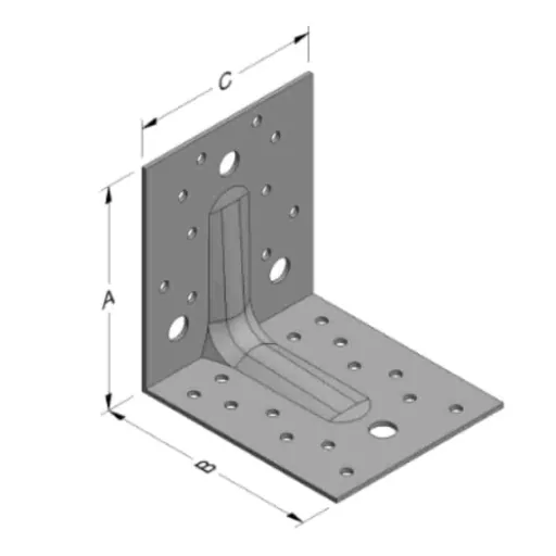 Angle Bracket, Wood Corner Bracket, 105x105x90 mm, Ribbed