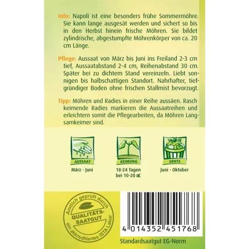 Napoli F1 Carrot Seeds: Early & High-Yielding Variety