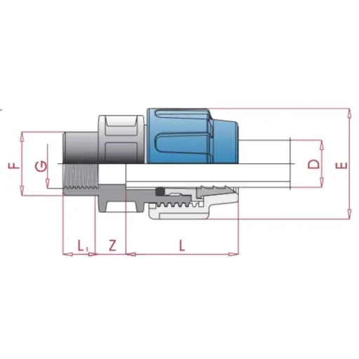 PP PE Pipe Fitting Coupling 25 x 1/2" IG