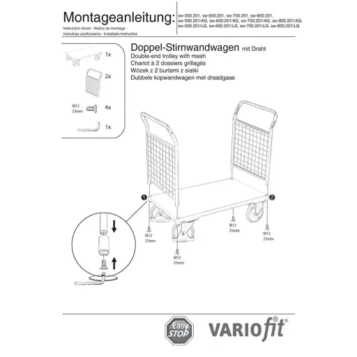500 kg Wire Mesh Trolley with EasySTOP