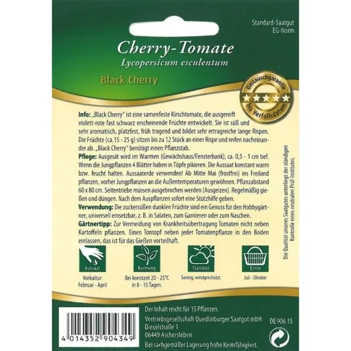 Black Cherry Tomato Seeds - Heirloom Variety