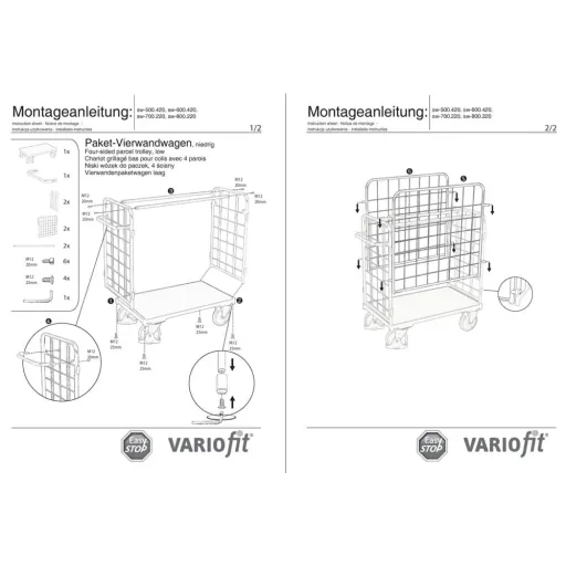 Low Profile Platform Trolley with Four Walls & EasySTOP, 400 kg Capacity
