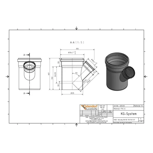 DN/OD 315/160 45 Degree Sewer Branch - Reliable Wastewater Solution