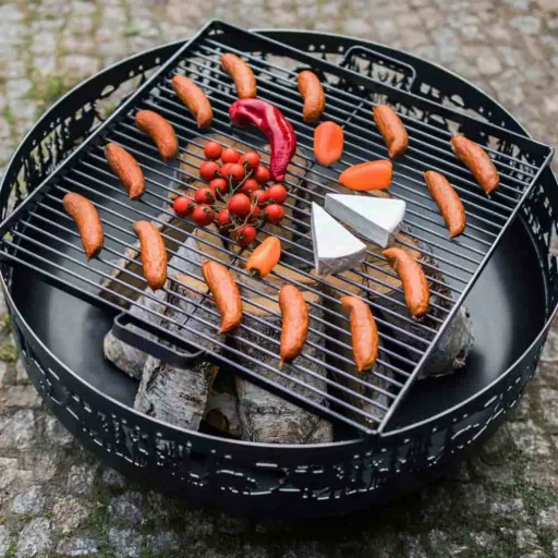 80cm Garden Fire Pit Bowl, Steel Forest Design