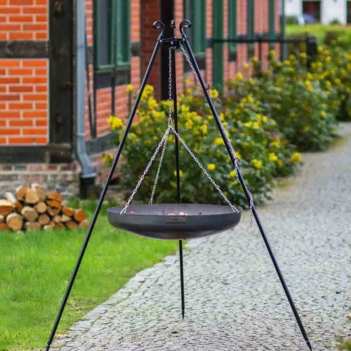 Outdoor Cooking Wok Set with Tripod Stand, 70cm