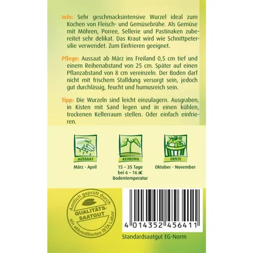 Parsley Root Seeds - Halblange Variety for Soup & Cooking
