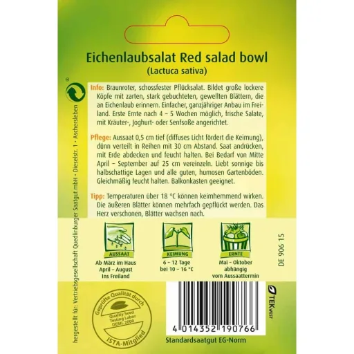 Red Salad Bowl Lettuce Seeds - Oakleaf Lettuce