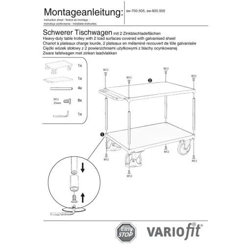 Heavy Duty 500 kg Table Cart with Double Shelves