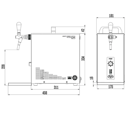 Beer Dispenser, Beer Machine - PYGMY 25 1-line dry cooler, 35 liters/h, Green Line