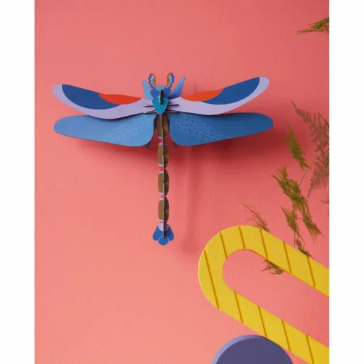 studio ROOF 3D blue dragonfly made of cardboard
