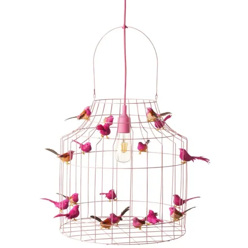 Dutch dilight pendant lamp pink birds pink, Size: Small 42 x 24 cm