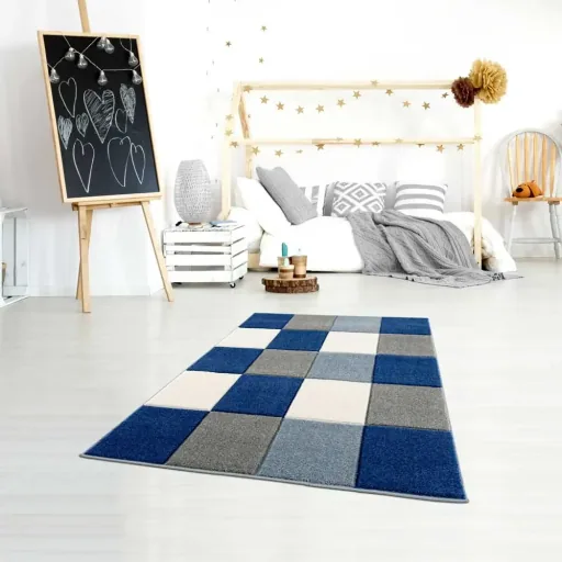 Livone children's carpet patchwork blue, Carpet size: 160 x 230 cm
