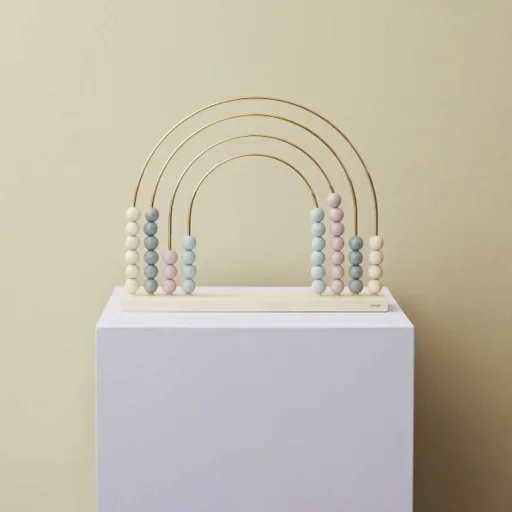 Oyoy abacus / motor toy rainbow pastel with brass