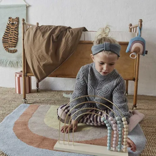 Oyoy abacus / motor toy rainbow pastel with brass