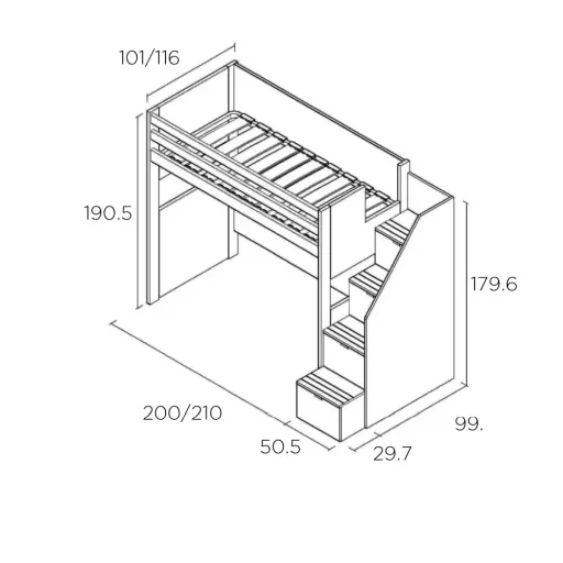 Muba Bespoke XL loft bed with stairs
