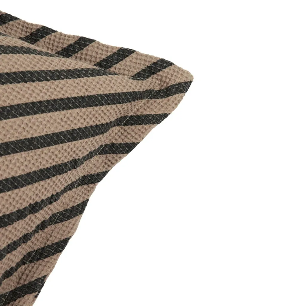 Nobodinoz LANDSCAPE cushion with waffle pattern, 45 x 45 cm, color: Striped Sesame