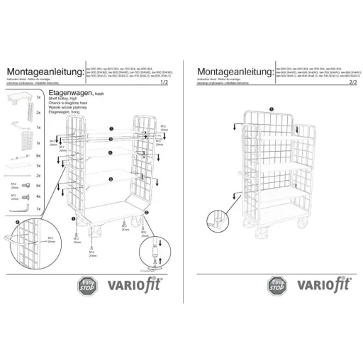 Three Sided Trolley,  Package Trolley with 4 Shelves, 400 kg Load Capacity, EasySTOP