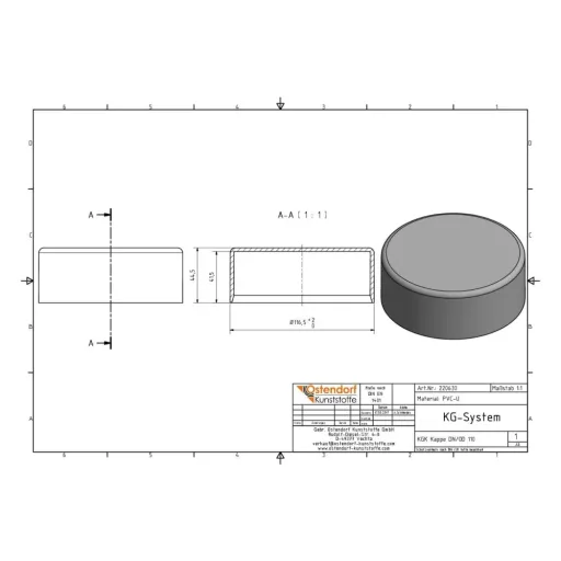 DN 110 Sewer Pipe Cap - Waste and Drain System Plug
