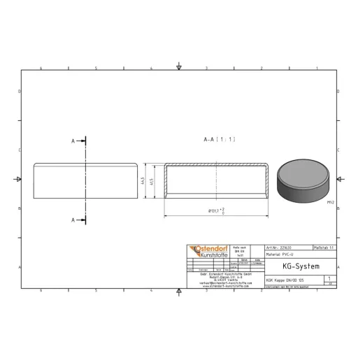 DN 125 Sewer Cap, KGK Cap, Drain Pipe Plug