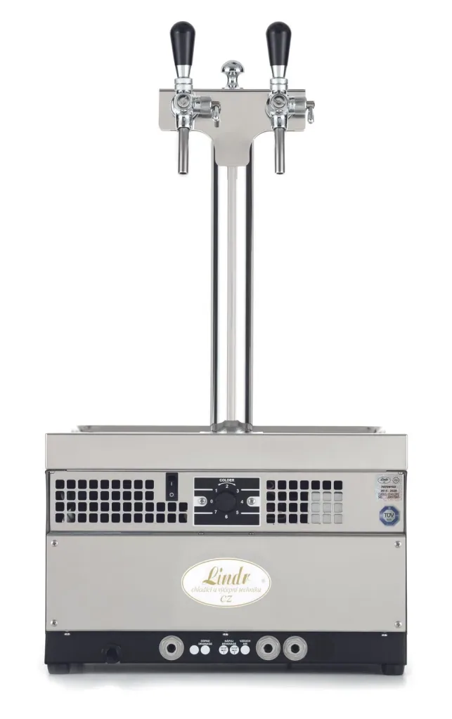 Beer Dispenser, Beer Machine - Kontakt 55, 2-line dry cooling device made of stainless steel, 50 liters/h, Green Line