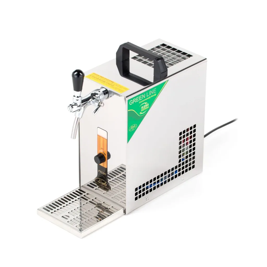 Beer Dispenser, Beer Machine - PYGMY 20/K, with membrane pump, 1-line dry cooling device, made of stainless steel, 25 liters/h, Green Line