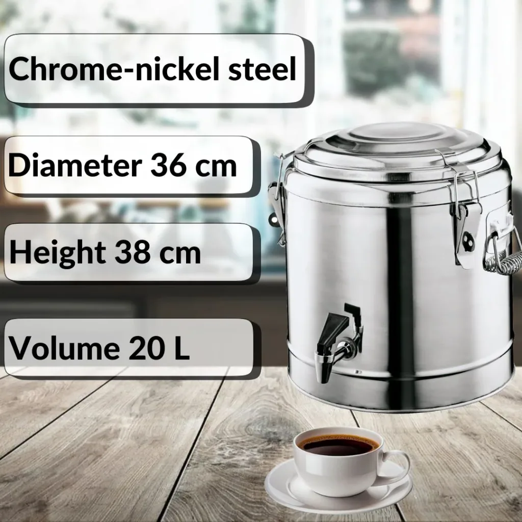 Hot drinks dispenser, hot beverage dispenser, hot drinks container, insulated beverage dispenser - with tap, 20L