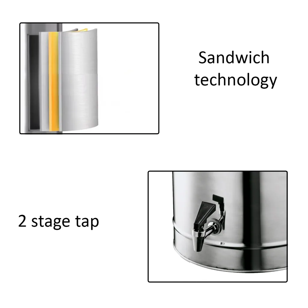 Hot drinks dispenser, hot beverage dispenser, hot drinks container, insulated beverage dispenser - with tap, 20L