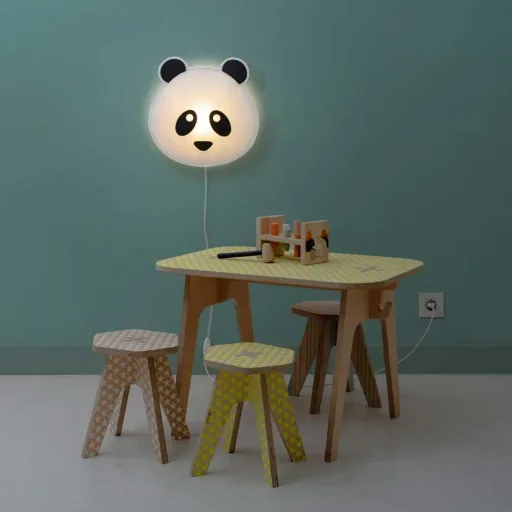 Buokids soft wall lamp panda bear violet