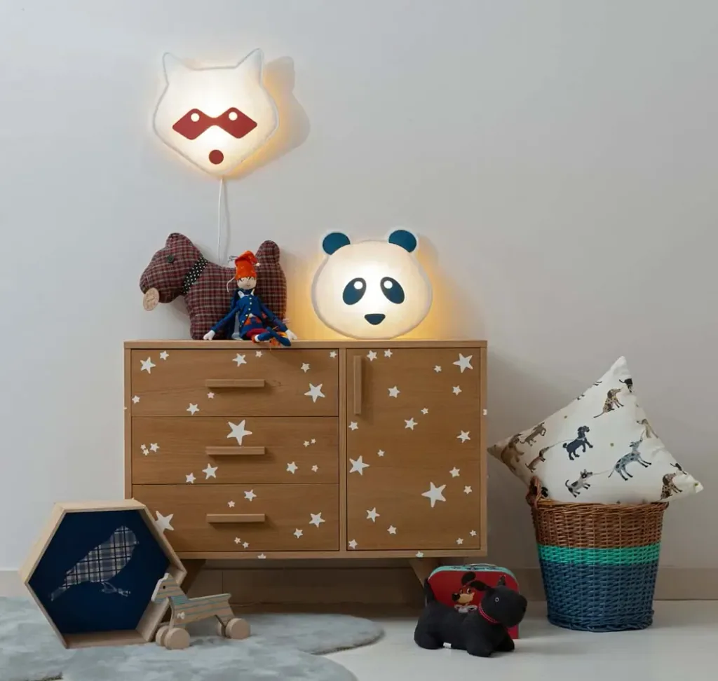 Buokids soft wall lamp raccoon red