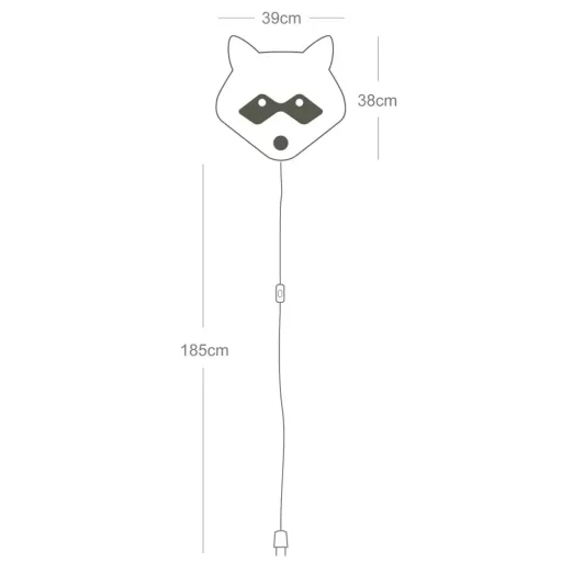 Buokids soft wall lamp raccoon red