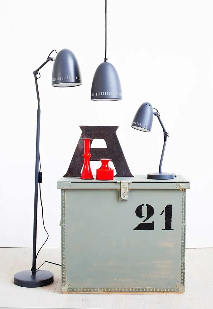 Superliving metal pendant lamp "Dynamo" Klein Matt Rauchblau