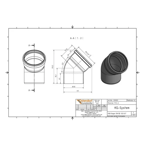 KGB Bend DN/OD 125 45 Degree
