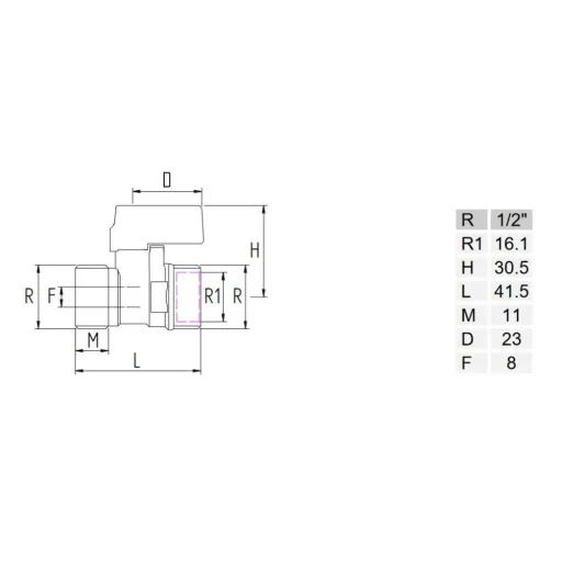 Mini Brass Ball Valve with Red Handle, 1/2 Inch