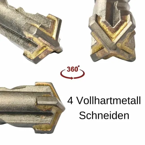 SDS Plus Hammer Drill Bit, 16mm, 4 Cutter, Concrete & Masonry