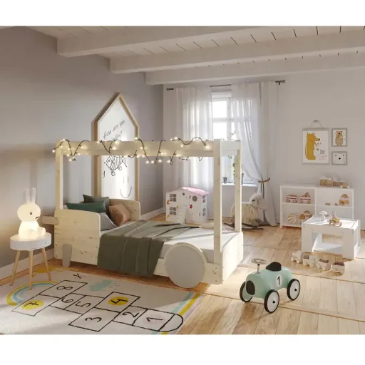 Mathy by Bol's four -poster bed "Discovery", Color elements: raw