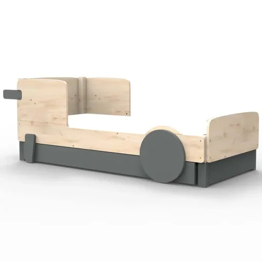 Mathy by Bol's single bed "Discovery" with bed drawer, Color elements: Basalt Gray
