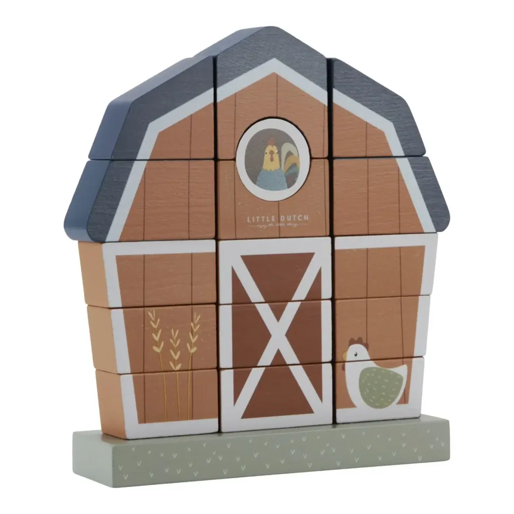 Little Dutch Little Farm Farmhouse Stacking Toy, 20x5x18.5x5.5