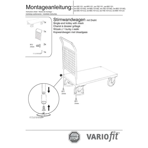 500 kg Wire Mesh Cart with Front Panel and EasySTOP