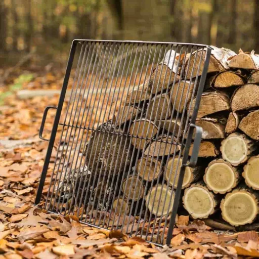Square Fire Pit Grill Grate - 44x44 cm Steel Grill Grate for 60cm Fire Bowl
