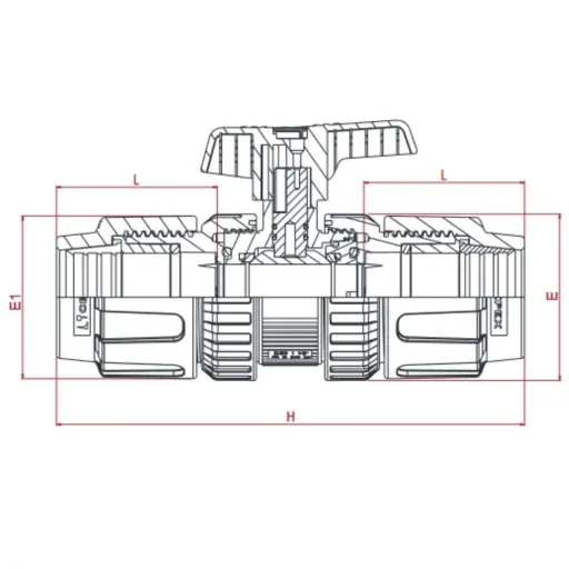 PP PE Pipe Fitting Ball Valve 40 x 40