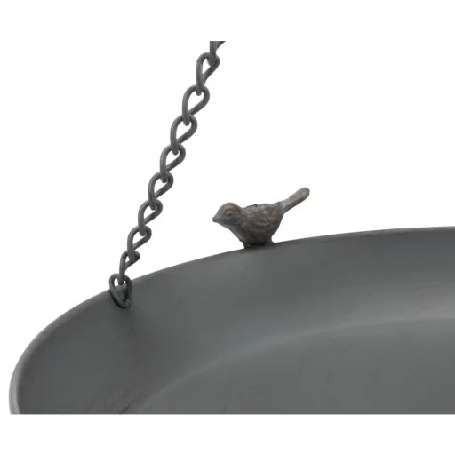 Hanging Bird Bath & Bird Feeder - Gray Metal