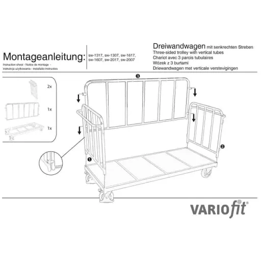 Heavy Duty Side Wall Wagon, 1200kg Capacity, Removable Side