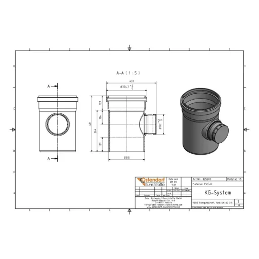 DN 315 Sewer Cleaning Pipe with Round Cover