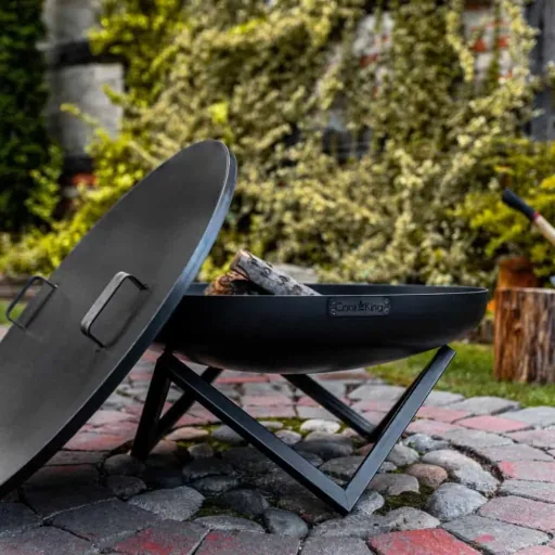 Fire Pit Cover 61.5cm, Steel Fire Bowl Lid