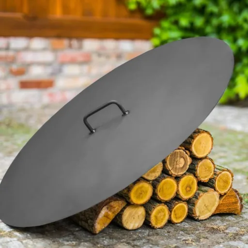 Fire Pit Cover 80.5cm, Steel Fire Bowl Cover