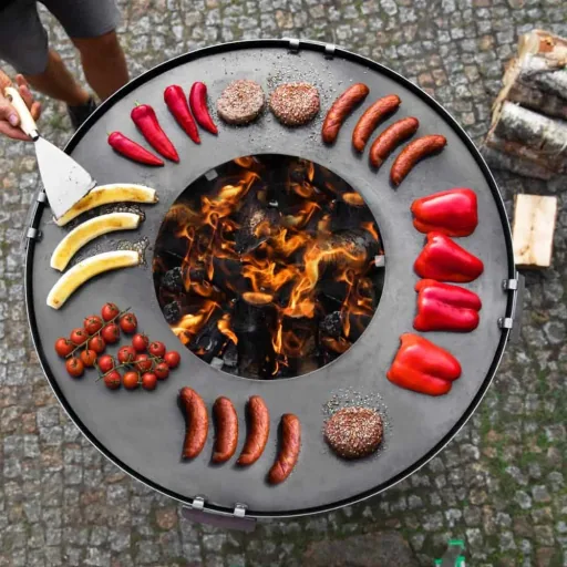 Stainless Steel Fire Pit Grill Plate, 98cm Round Griddle with Handles