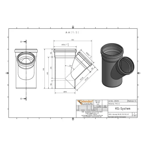 KGEA Branch DN/OD 315/250 45 Degree