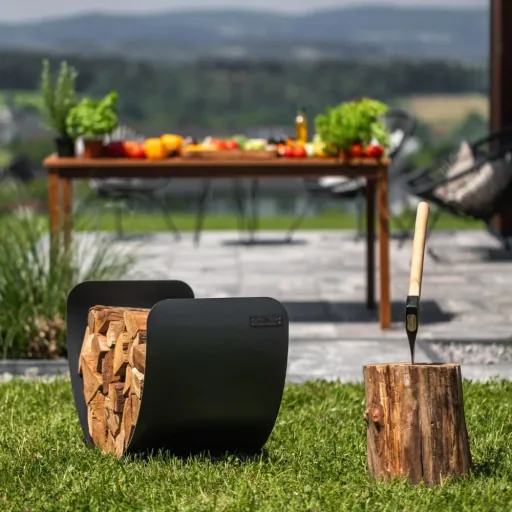 Firewood Rack, Steel Log Holder, 70x45cm, Firewood Storage