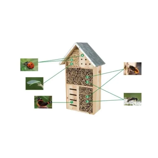 Wooden Insect Hotel, Bee Bug House for Garden